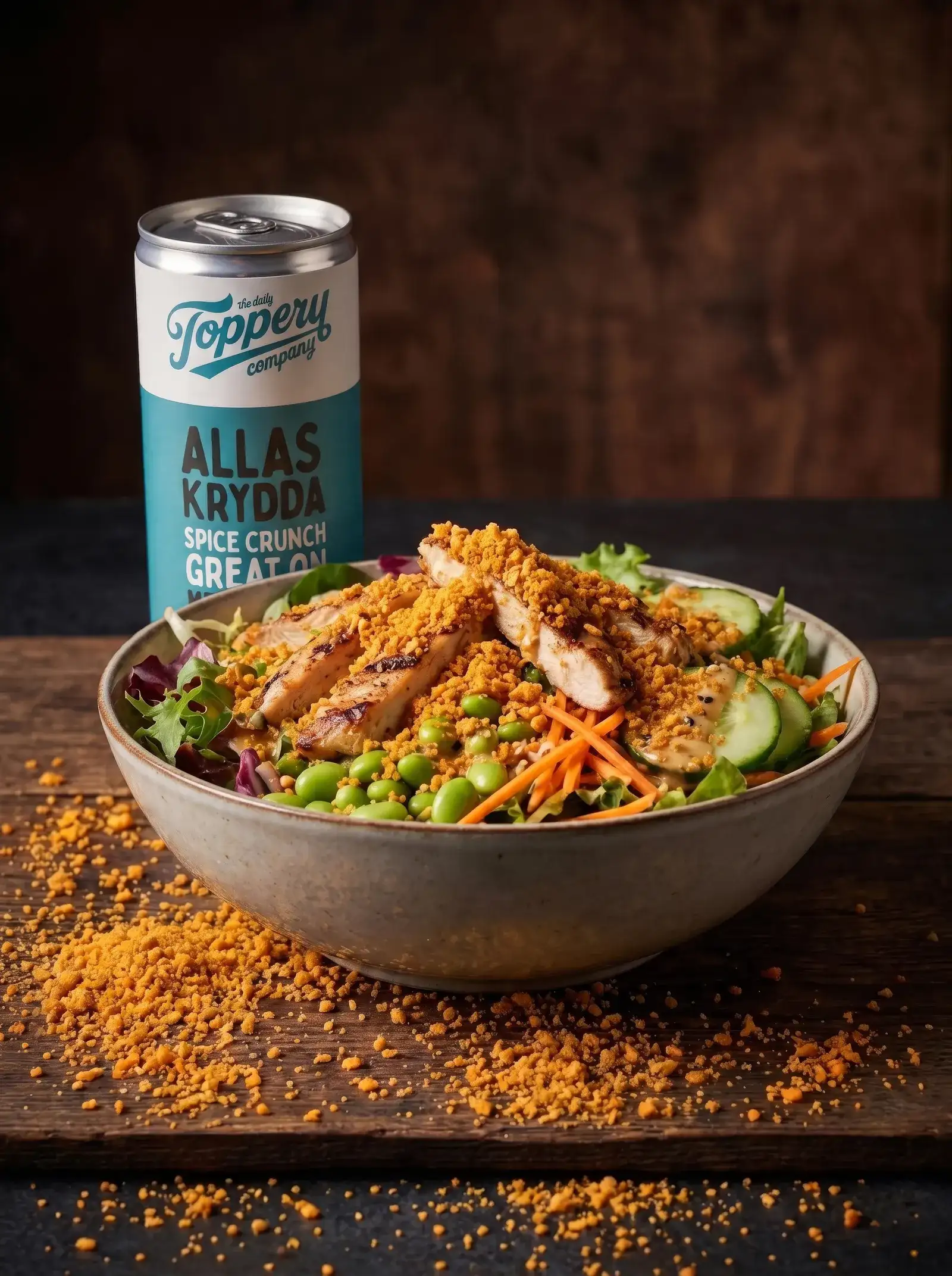 Allas Asian Chicken Salad toppad med Toppery Allas Krydda