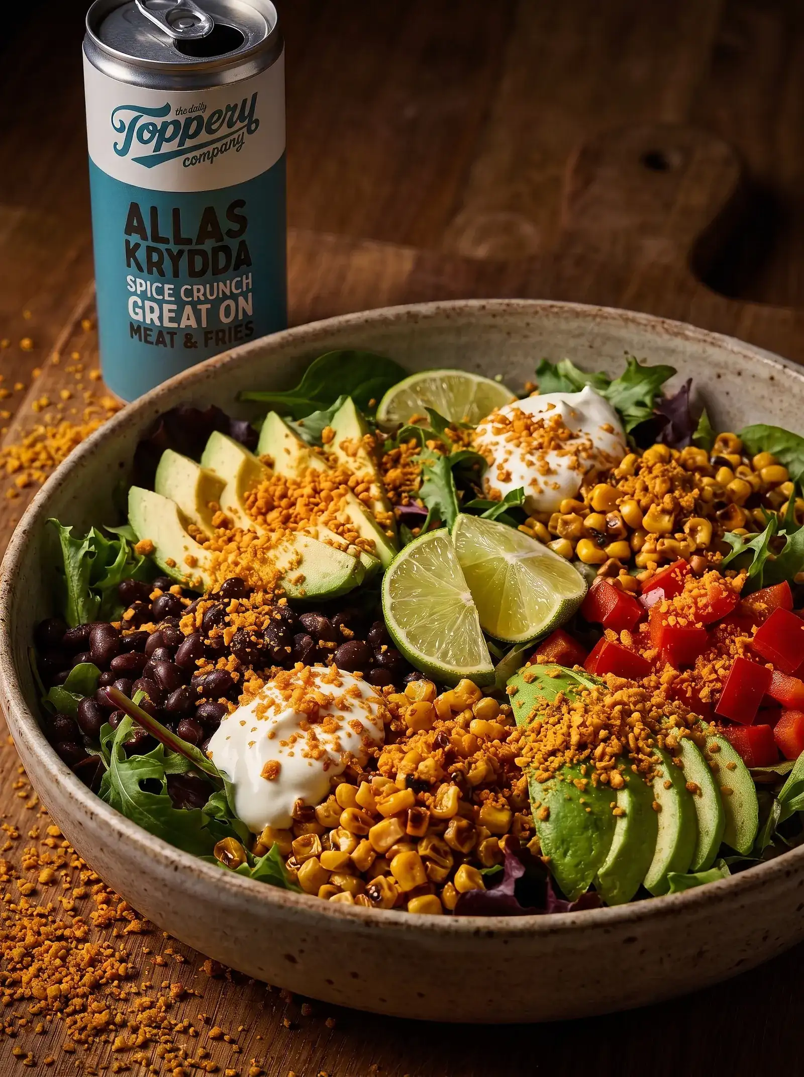 Allas Mex Street Salad toppad med Toppery Allas Krydda