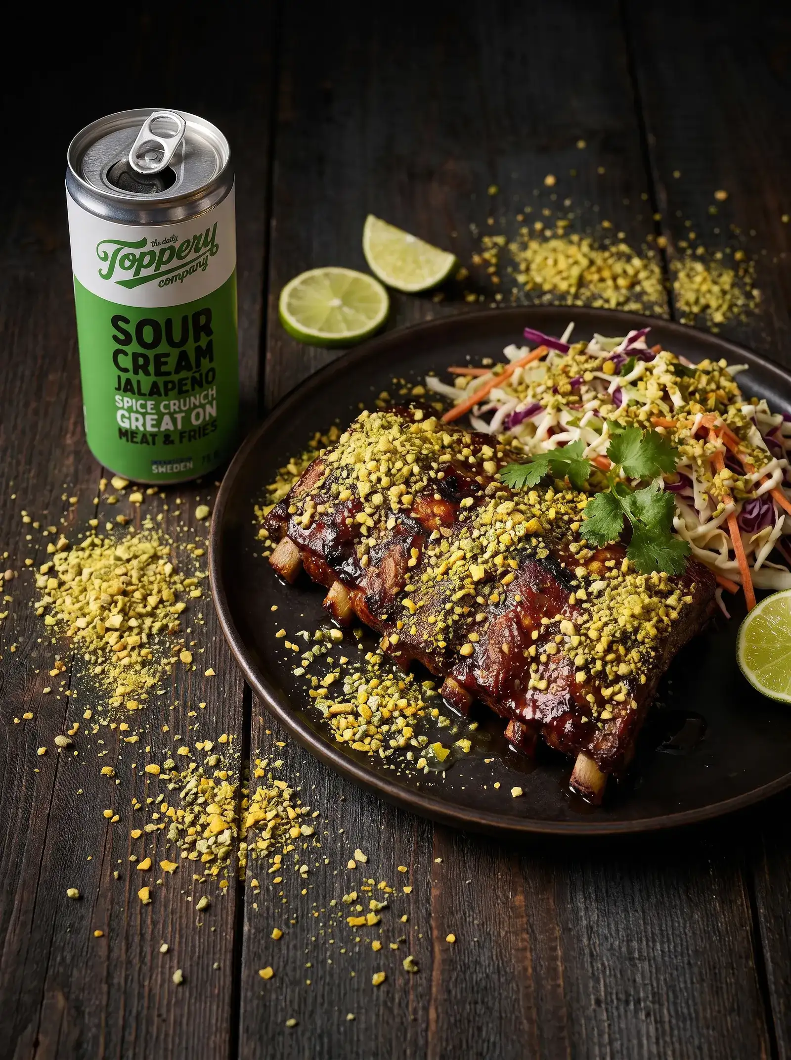 BBQ Ribs Jalapeño Street Salad toppad med Toppery Sour Creamy Jalapeño