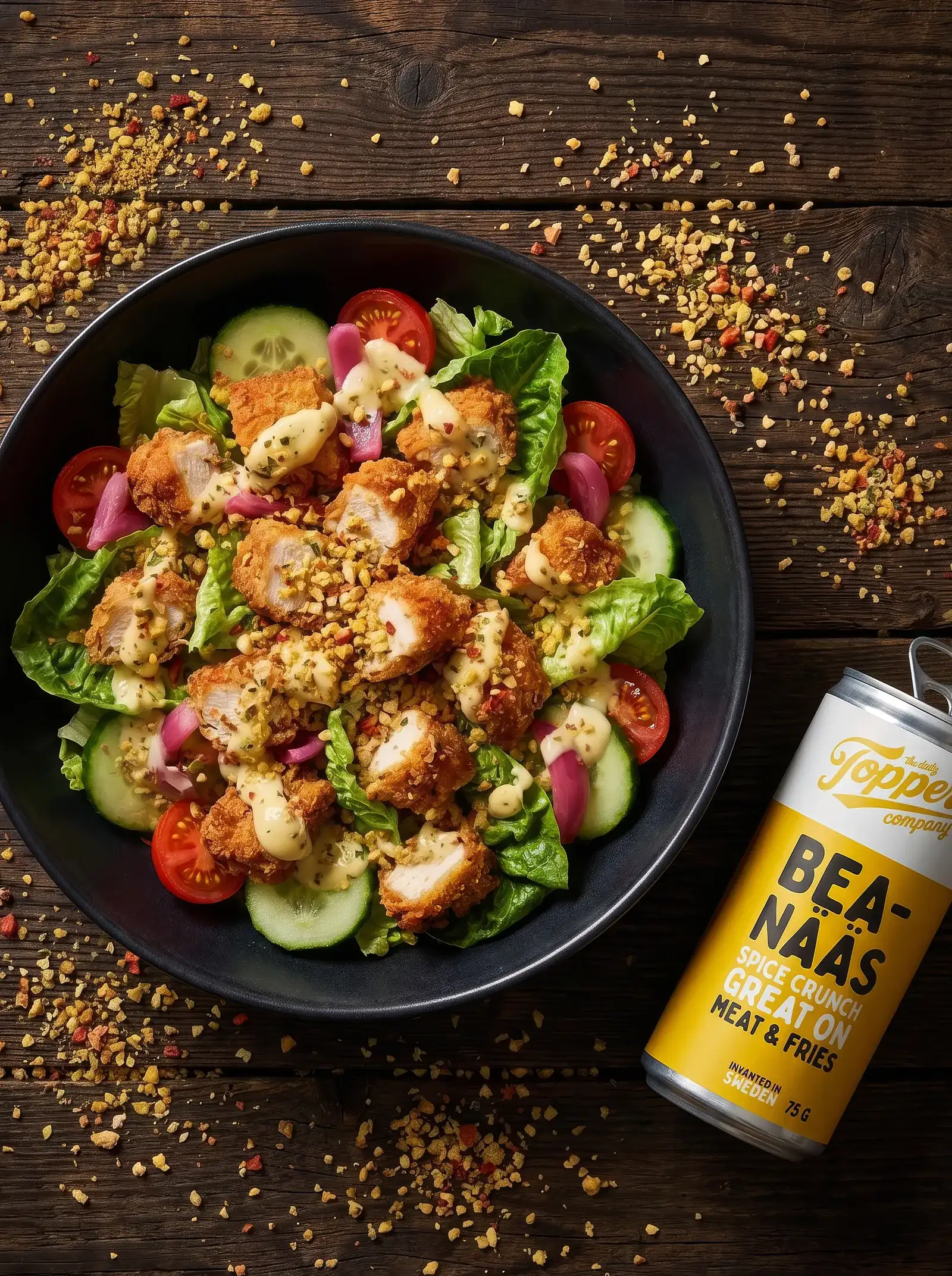 Bea Crispy Chicken Salad toppad med Toppery Bea-Nääs