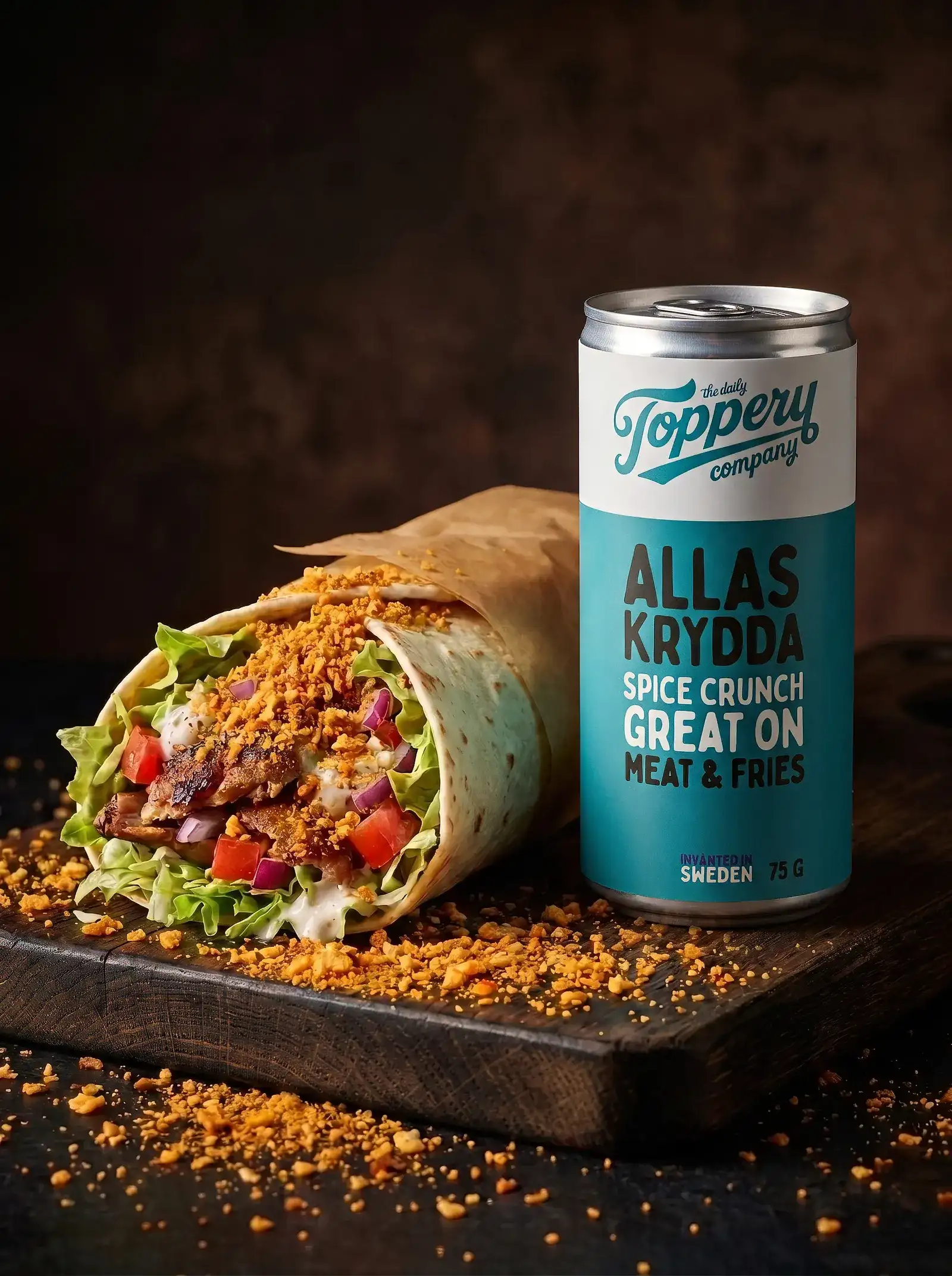 Crunchy Kebab Wrap toppad med Toppery Allas Krydda