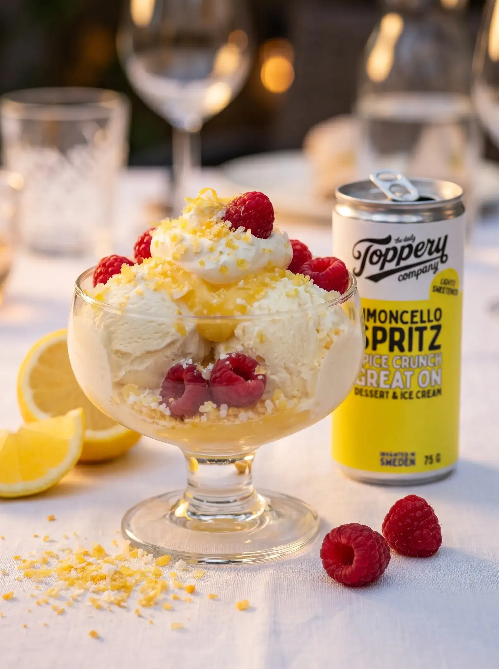 Limoncello Sundae toppad med Toppery Limoncello Spritz