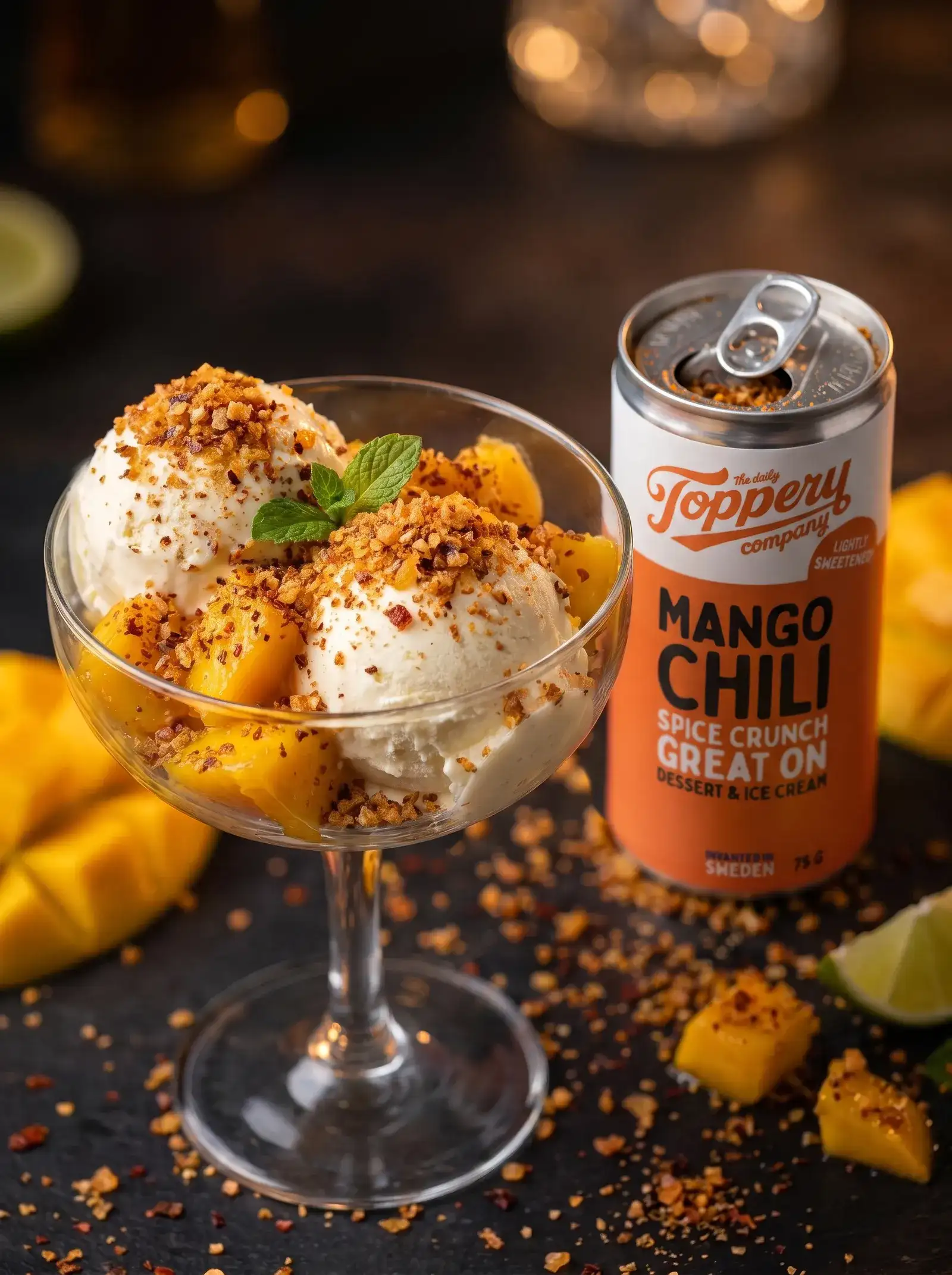 Mango Chili Glasskopp toppad med Toppery Mango Chili