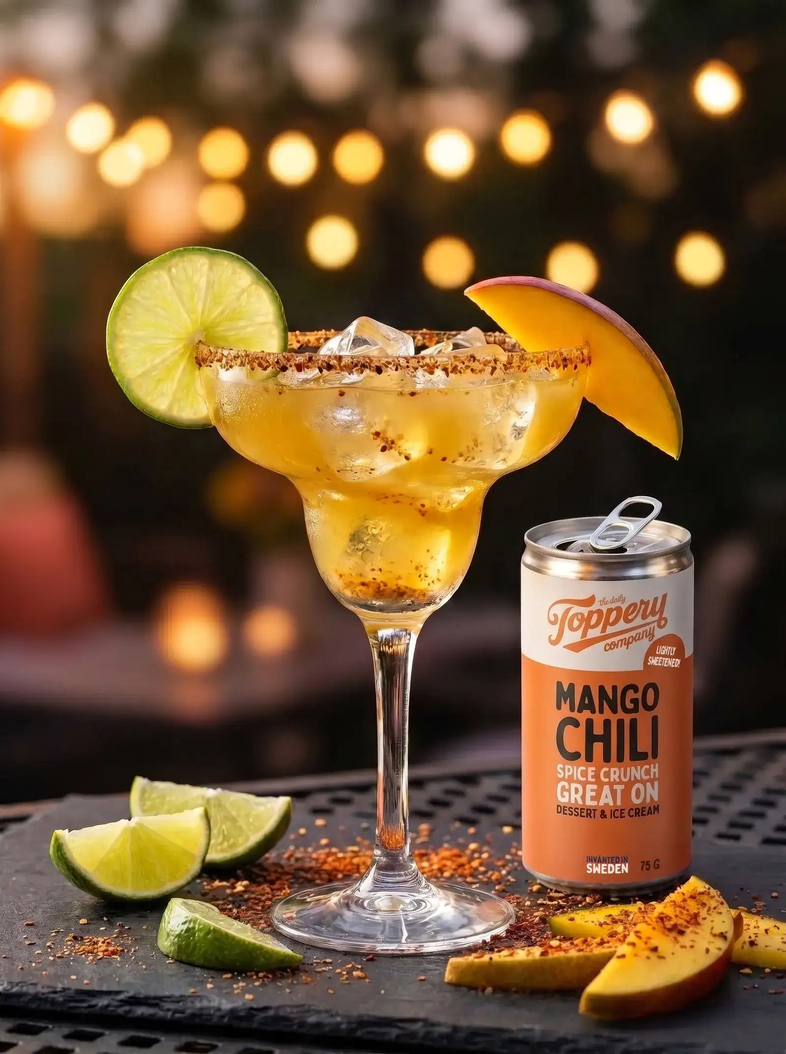 Mango Chili Spicy Margarita toppad med Toppery Mango Chili